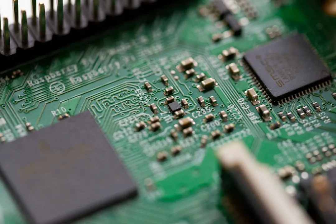 Computer hardware components close up